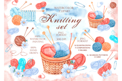 Knitting watercolor set. Crochet. Materials and tools. Product Image 1