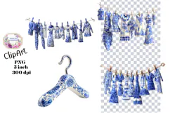 Blue Toile, Ephemera, PNG, Clipart, Junk Journal, flowers Product Image 1