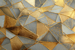 A mosaic art piece with gold and gray fragments Product Image 1