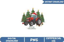 Christmas Tractor Sublimation, Christmas Png Product Image 1