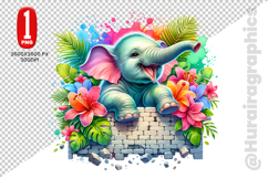 Cute Elephant Clipart - PNG File Product Image 1