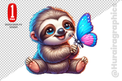 Cute Sloth Clipart - PNG File Product Image 1
