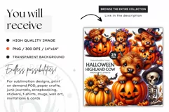 Halloween clipart, Highland cow Clipart, Pumpkin PNG Product Image 2