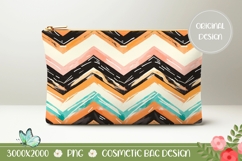 Zig Zag Cosmetic Bag, Abstract Cosmetic Bag Design Product Image 1