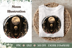 Celestial Moon Illustration PNG, Night Illustration Product Image 1