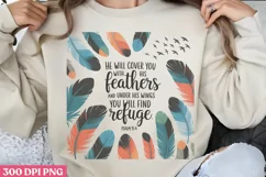 He will cover you with his PNG, Christian Sublimation PNG Product Image 1