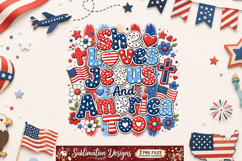 She Loves Jesus And America too Sublimation Design Product Image 1
