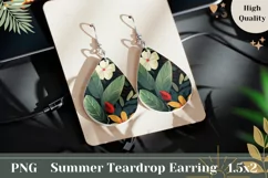 Floral Teardrop Earrings PNG, Tropical Sublimation Earrings Product Image 1