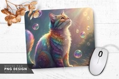 Magical Rainbow Cat with Glowing Orbs Mouse Pad PNG Design Product Image 1