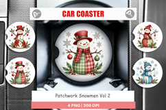 Patchwork Snowmen Car Coaster Product Image 1