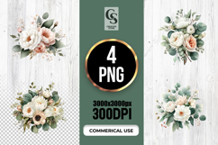 Neutral Floral Bouquet Clipart Sublimation PNG Product Image 1