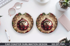 Christmas Owls Car Coaster Sublimation|Christmas Coaster PNG Product Image 1