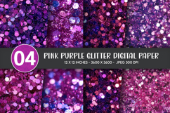 Pink Purple Glitter Digital Paper Product Image 1