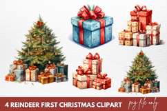 Reindeer First Christmas Clipart Sublimation Product Image 1