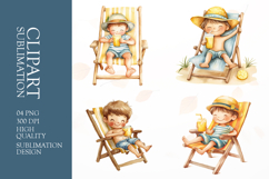 Watercolor kid on beach summer clipart sublimation png Product Image 1