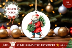 Vintage Christmas Mouse Ornament, Christmas Wreath Ornament Product Image 1