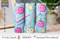 Kawaii School Tumbler Design, Back to School Sublimation Product Image 1