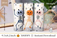 Cartoon Halloween Skull Tumbler Wrap, Halloween Tumbler PNG Product Image 1