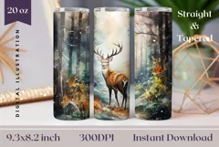 Watercolor Christmas Tumbler Wrap, Winter Deer Sublimation Product Image 1