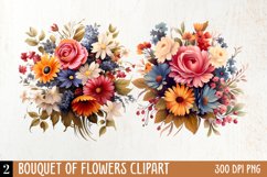 Wedding Flowers Bouquet Clipart, Watercolor Clipart Product Image 1