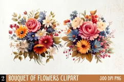 Wedding Flowers Bouquet Clipart, Watercolor Clipart Product Image 1
