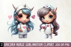 Unicorn Nurse Clipart, Unicorn Nurse Sublimation Product Image 2