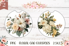 Spring Flowers Car Coasters, Cute Flowers Round Coaster Product Image 1