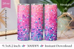 Confetti Pink Tumbler Wrap Design, Ombre Tumbler Sublimation Product Image 1