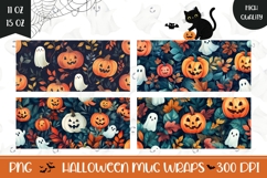 Cartoon Halloween Ghosts Mug, Fall Pumpkins Mug Sublimation Product Image 1