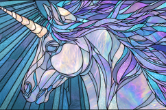 Stained Glass Unicorn Artwork in Iridescent Pastel Tones Product Image 1
