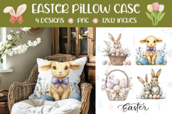 Watercolor Easter Pillow Designs, Easter Lamb Pillow PNG Product Image 1
