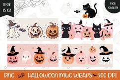 Cartoon Halloween Cats Mug PNG, Funny Pumpkins Mug Designs Product Image 1