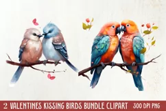 Breeds of Valentine Kissing Birds, Valentine's Day Clipart Product Image 1