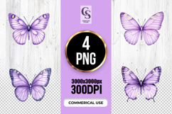 Purple Butterfly Watercolor Clipart Sublimation PNG Product Image 1