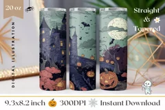 Halloween Tumbler Design, Halloween Pumpkins Tumbler PNG Product Image 1