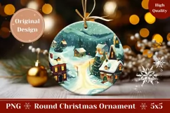 Cartoon Village Ornament Design, Cozy Winter Ornament PNG Product Image 1