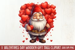 Cute Valentine Gnome Clipart, Gnome Clipart, Cute Gnome Product Image 1