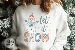 Let It Snow Png, Retro Christmas Snowman Svg, Holiday Vibes Product Image 1