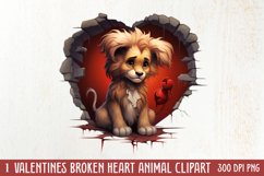 Valentine Broken Heart Animal Clipart, Valentines Couple Product Image 1