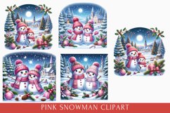 Pink Snowman Clipart, Pink snowman sublimation bundle Product Image 3