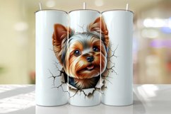 Yorkshire Terrier Peeking from the Cracked wall Tumbler Wrap Product Image 1