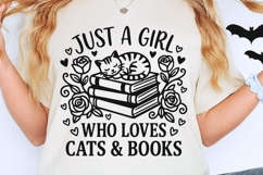Just A Girl Who Loves Cats And Books Svg, Book Lover Svg. Product Image 2