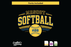 Softball Mascot SVG PNG EPS | Custom Team Name &amp; Number Product Image 1