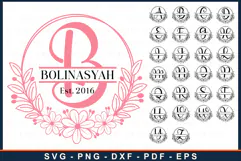 Floral Wreath Monogram Font Alphabet Split Letters SVG PNG Product Image 1