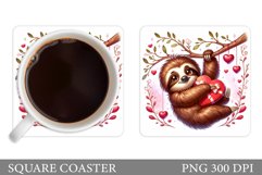 Cute Sloth Coaster Design. Valentines Sloth Coaster Product Image 1