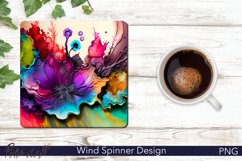 Alcohol Ink Square Coaster | Colorful Flower Sublimation Product Image 1