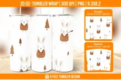 Cute Rabbit Seemless Tumbler Wrap Designs, Sublimation Wrap Product Image 1