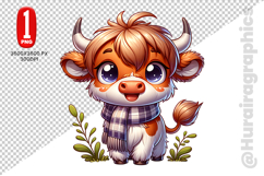 Cute Highland Cow Clipart - PNG File Product Image 2