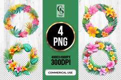 Tropical Flowers Wreaths Border Clipart Sublimation PNG Product Image 1