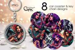 Motorcycle girl |Bike Car coaster &amp; key chain sublimation Product Image 1